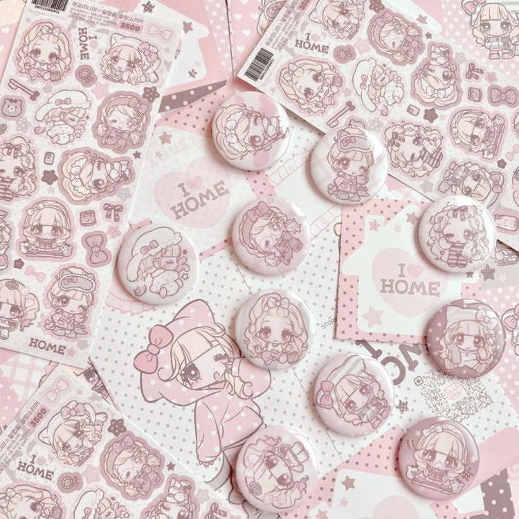 Seolkee Illust - i love home random pin button 12 types