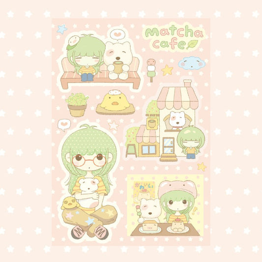 dori - matcha cafe sticker sheet