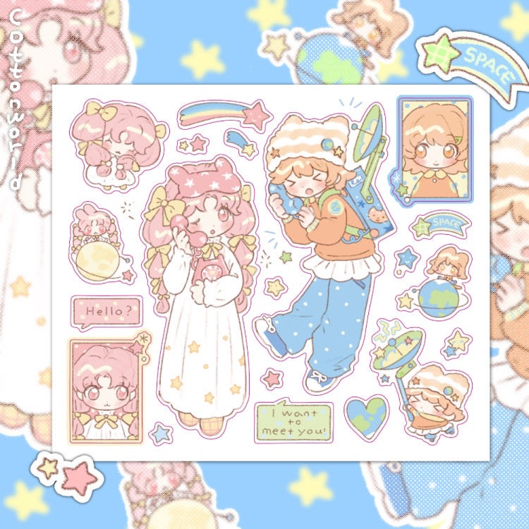 cotton world - calling sticker