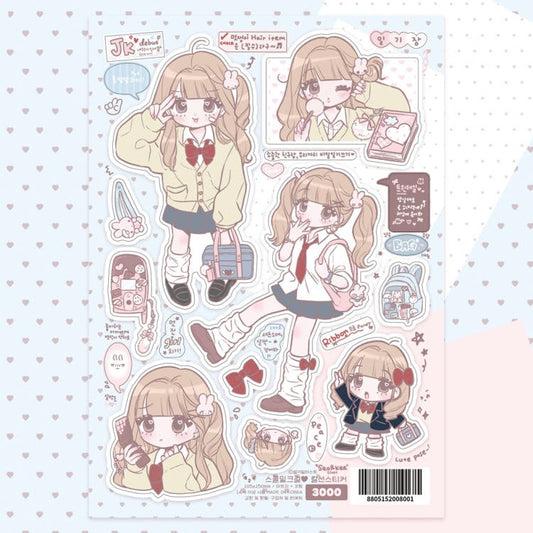 Seolkee Illust - shcool girl sticker