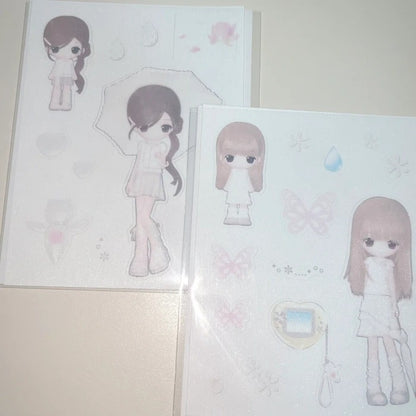 Coral Tree - Umbrella girl sticker sheet