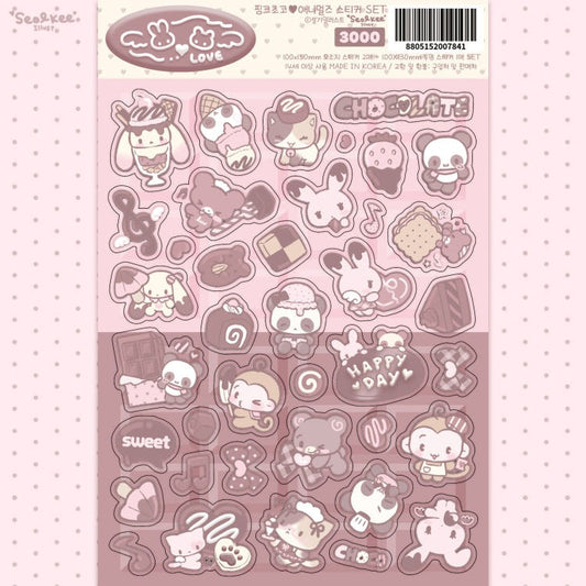 Seolkee Illust - pink choco animals sticker set