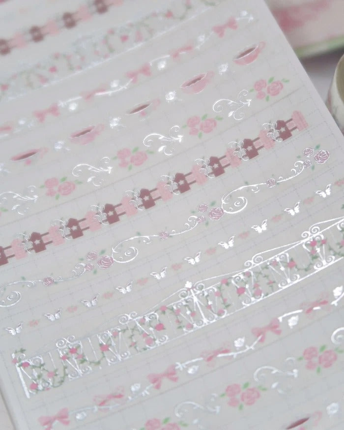 Pearly Button - Rose tea time ornament kisscut tape