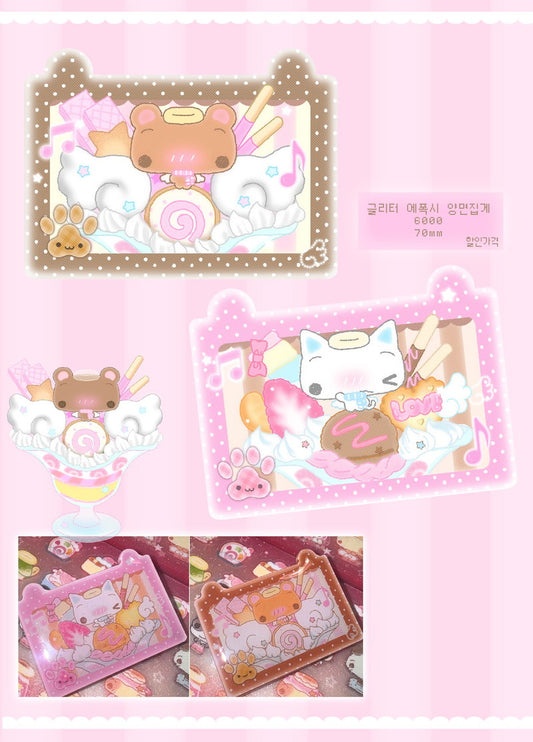 happy nyang day - epoxy glitter clip double sided LIMITED