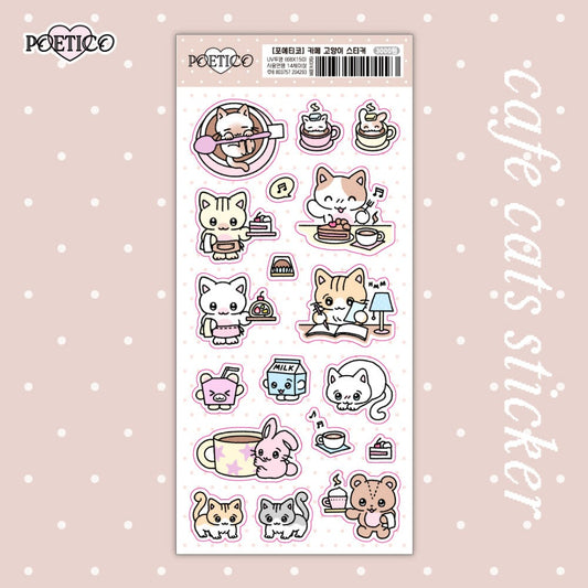 poetico - cafe cat sticker sheet