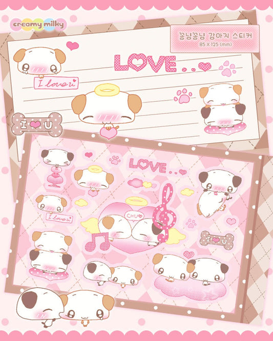 creamy milky - cuddly puppy sticker