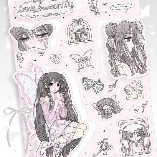 sanada - lazy butterful sticker sheet