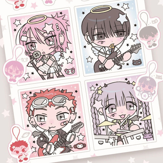 sanada - chibi clover punk square sticker sheet