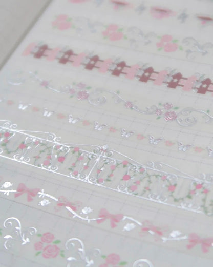 Pearly Button - Rose tea time ornament kisscut tape