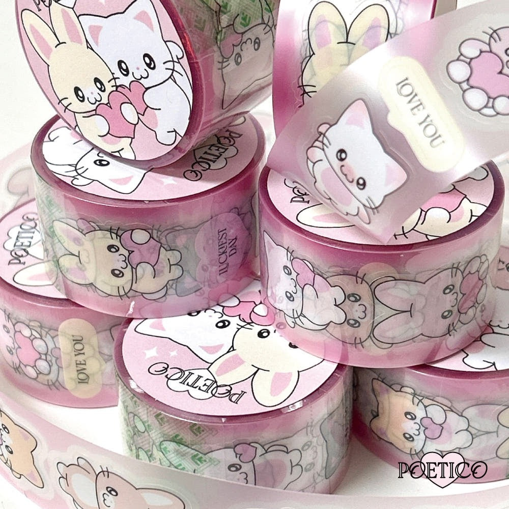 poetico - cat & bunny matte kisscut tape