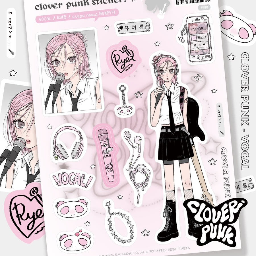 sanada - clover punk vocal sticker sheet