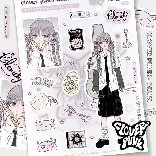 sanada - clover punk drum sticker sheet