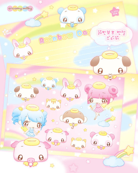 creamy milky - rainbow angel sticker