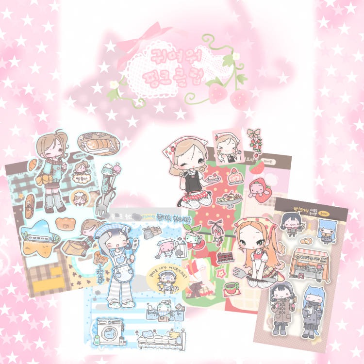 cute pink club - december new product sticker pack