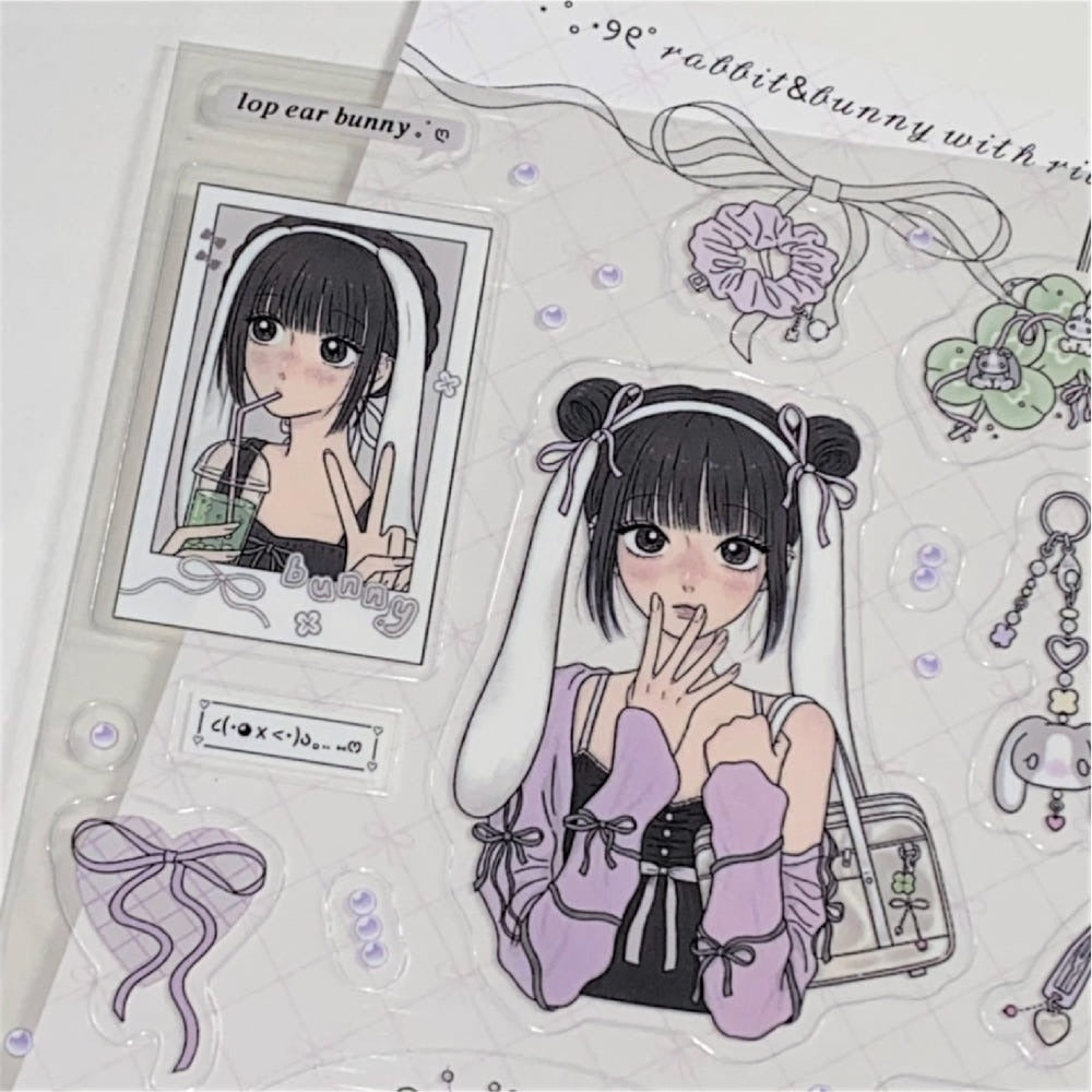 sanada - lop ear clear sticker sheet