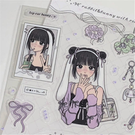 sanada - lop ear clear sticker sheet
