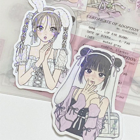 sanada - lop ear & angora die cut sticker sheet
