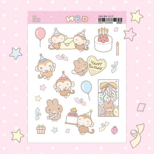 ahchuucoco - happy birthday sticker sheet