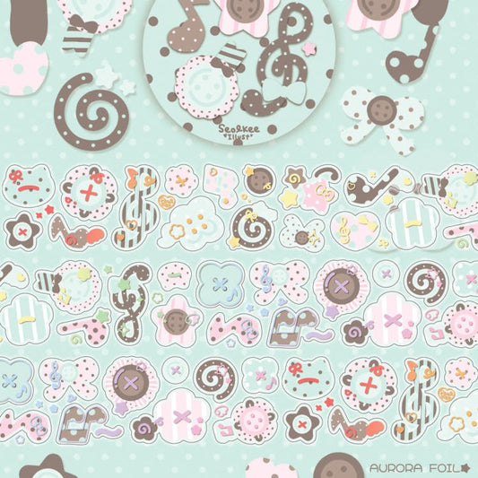 Seolkee Illust - mint choco 30mm transparent kisscut tape