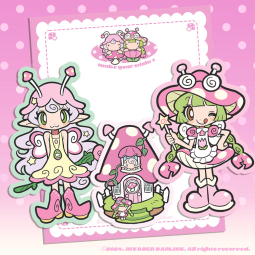 invader darling - mushroom fairy sugar sticker