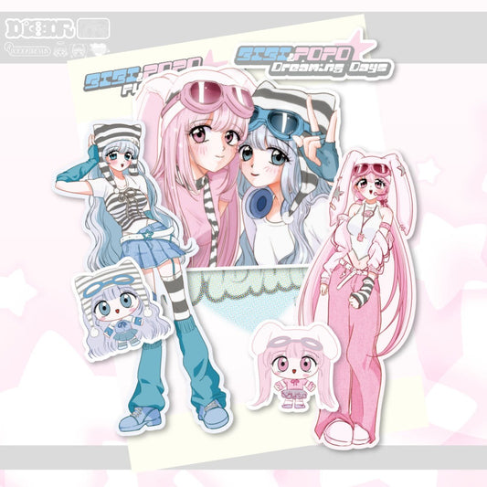 dociofdreams - bibi and popo die cut sticker sheet
