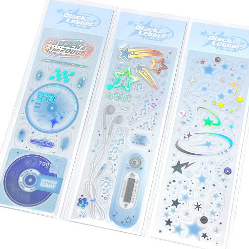 Blackletter - Y2K music blue sticker