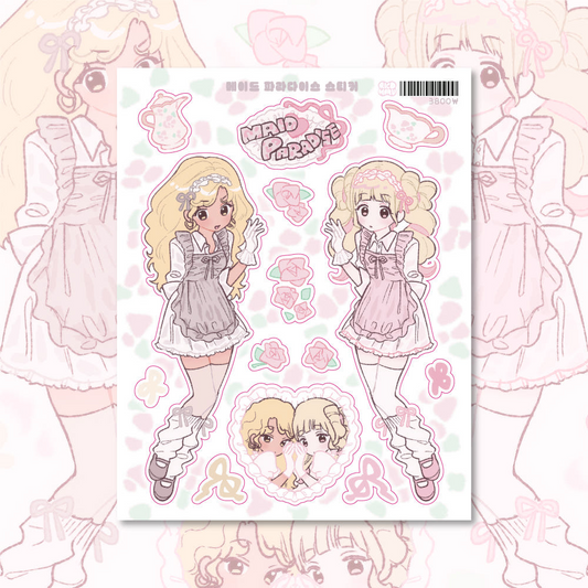 ricomaru - maid paradise sticker sheet