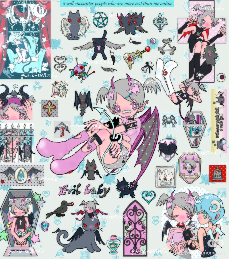 Sunonebird x Tiantian com devil cat mint sticker