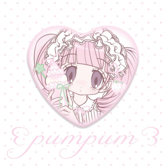 pumpum - meta strawberry heart pin button