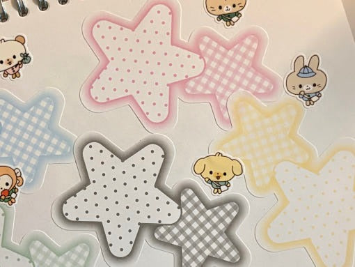 happiest fluffy shop - dot and check star memo sheet sticker