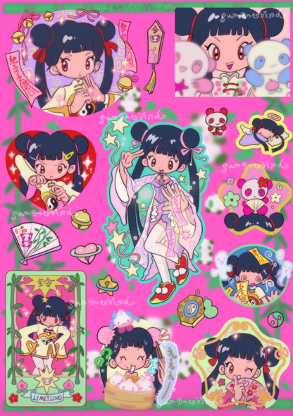 Sunonebird x Tiantian com panda girl sticker