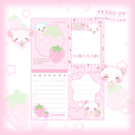 creamy milky - strawberry love memo pad