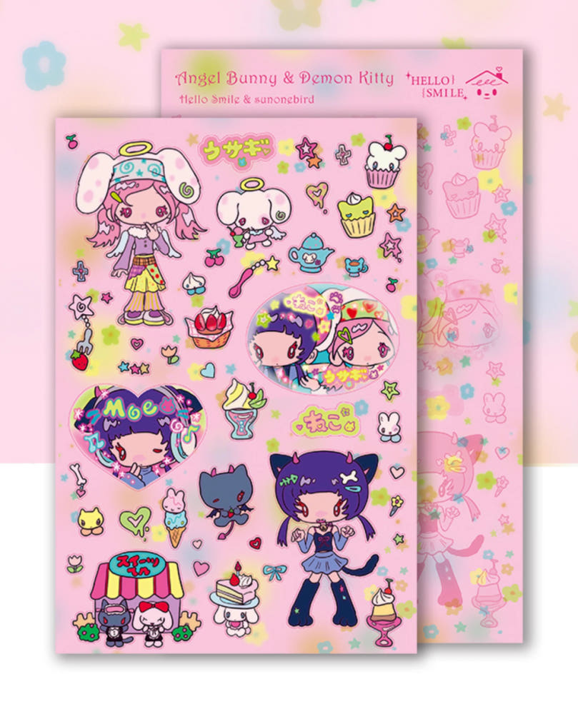 Sunonebird x Hello smile bunnies kitty sticker