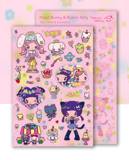 Sunonebird x Hello smile bunnies kitty sticker