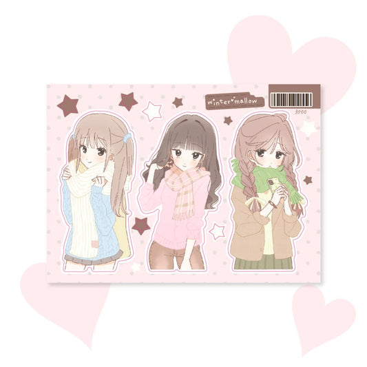 ricomaru - winter mellow pink sticker sheet