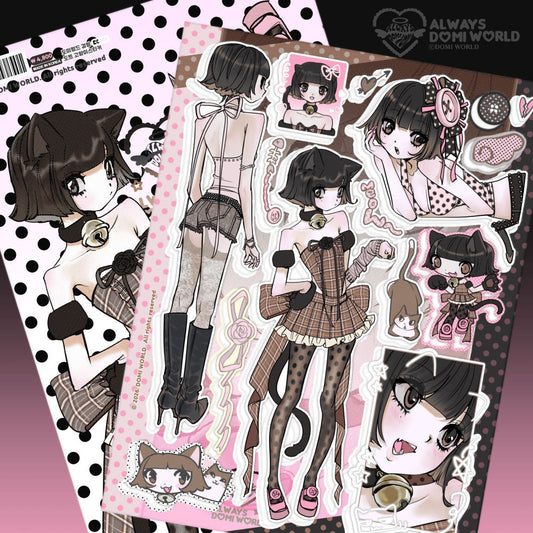domi world - black dot cat sticker sheet