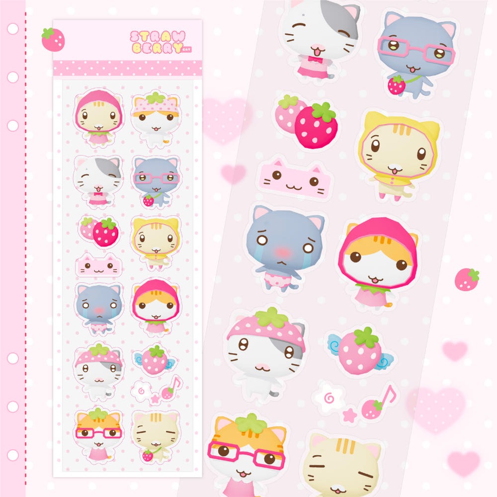 jhove studio - strawberry cat sticker