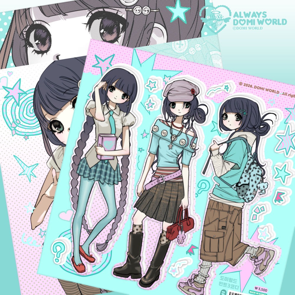 domi world - mint 3 outfit sticker sheet