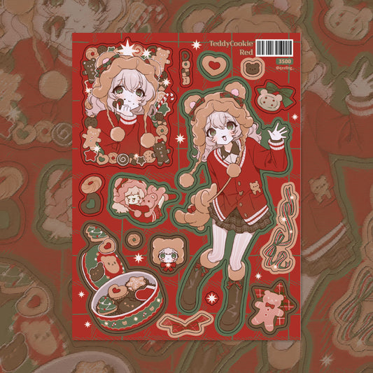 qzzling - teddy cookie red sticker