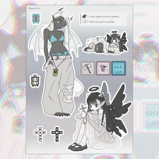 yyoinnn - white demon sticker sheet