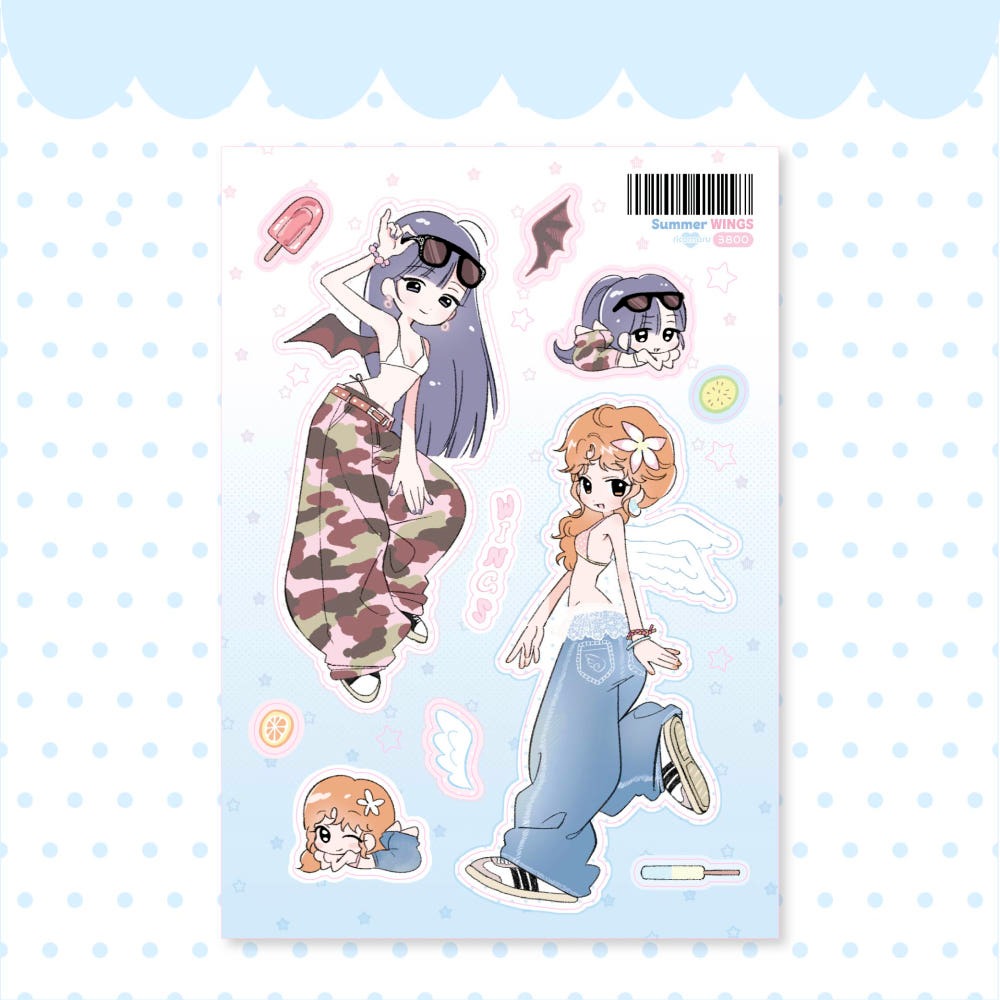 ricomaru - summer wings sticker sheet
