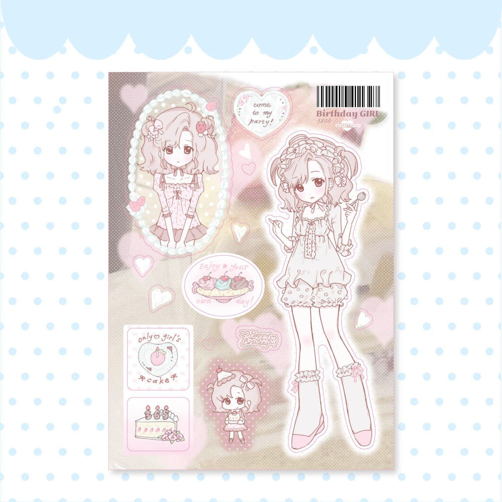 ricomaru - birthday girl sticker sheet