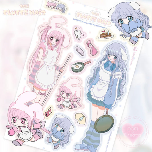dociofdreams - fluffy maid sticker sheet