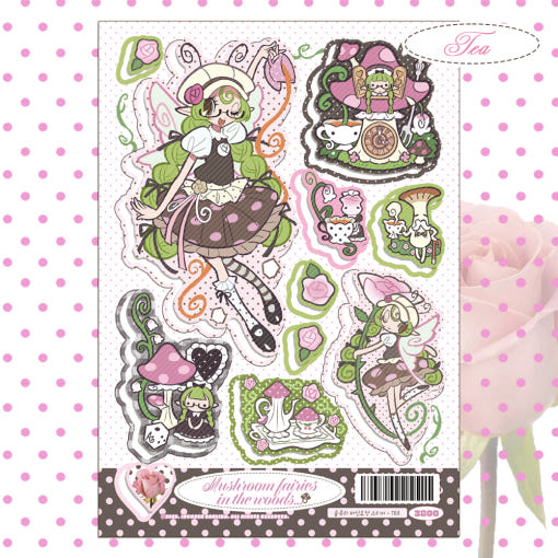 invader darling - mushroom fairies in the woods tea&coffee sticker