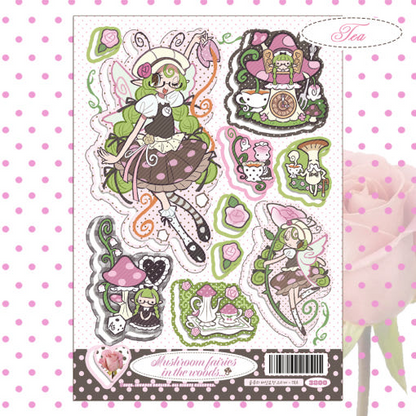 invader darling - mushroom fairies in the woods tea&coffee sticker