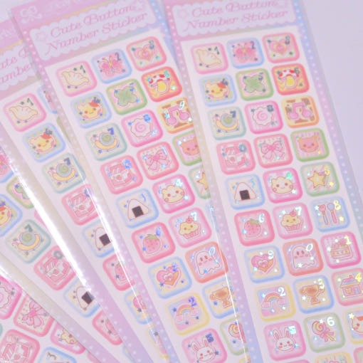 ♡ Pearly Button - Cute Button Number Sticker