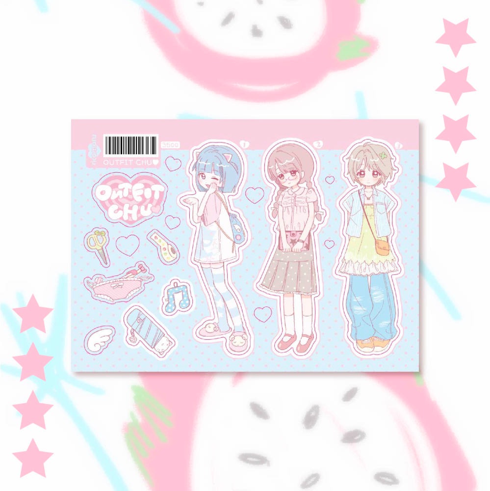 ricomaru - outfit chu sticker sheet