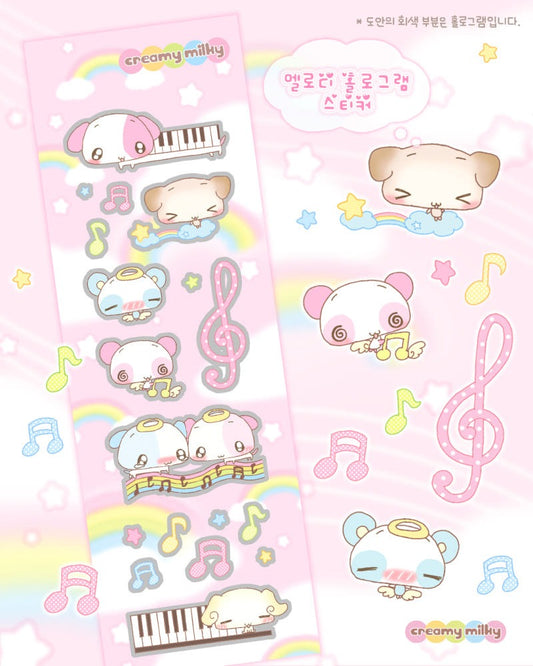 Creamy milky - Melody hologram sticker