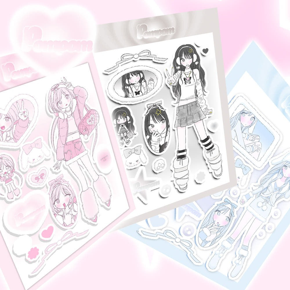 mami express - pompom sticker sheet blue