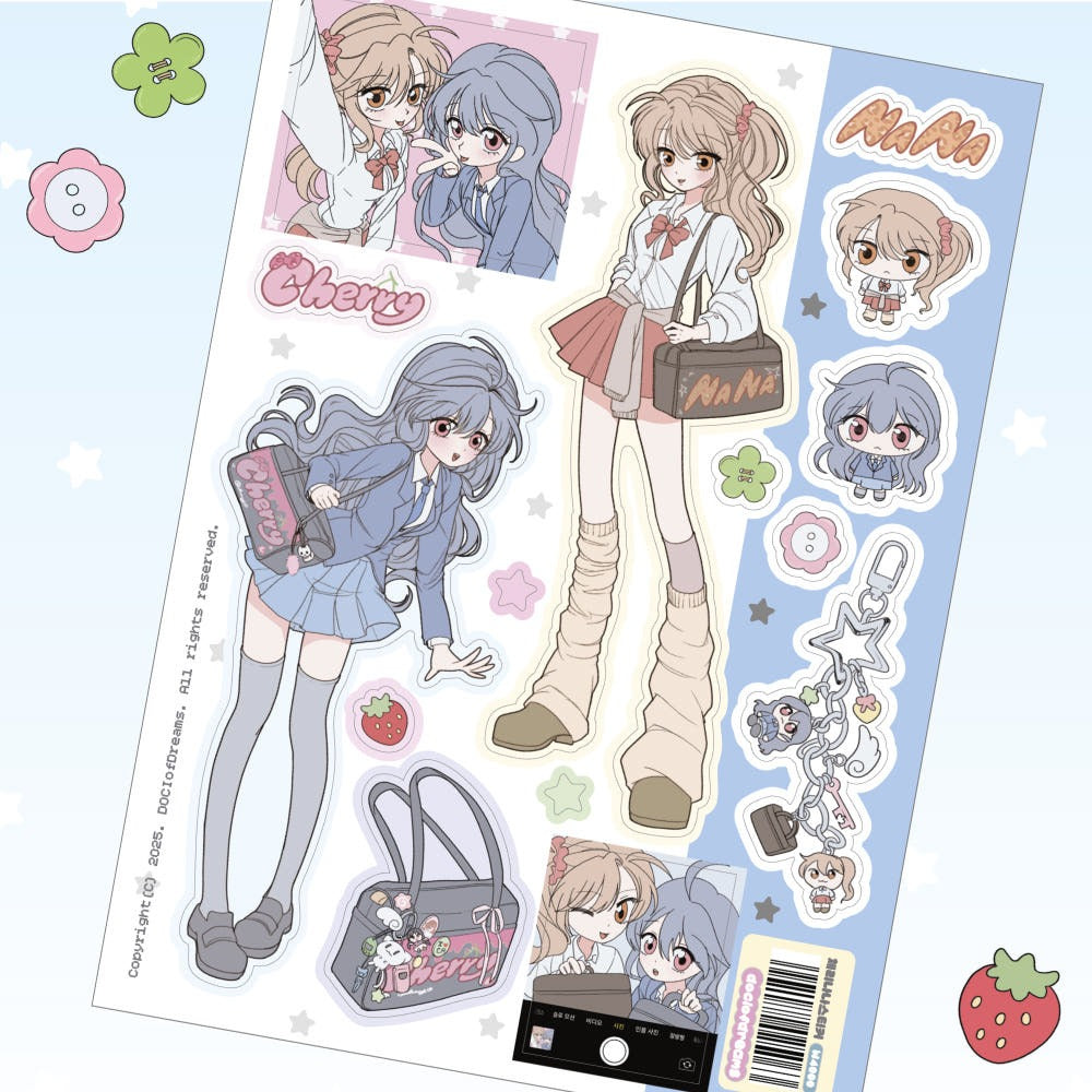 dociofdreams - cherry and nana sticker sheet